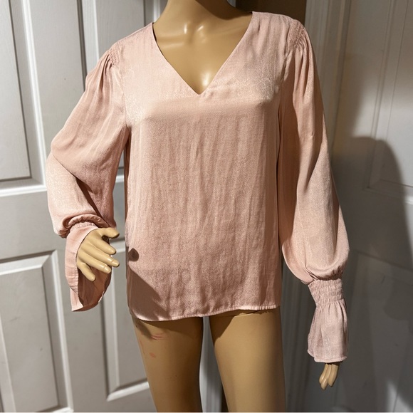 a new day Tops - NWT A New Day Pink V Neck Smocked Sleeve Blouse Size Small